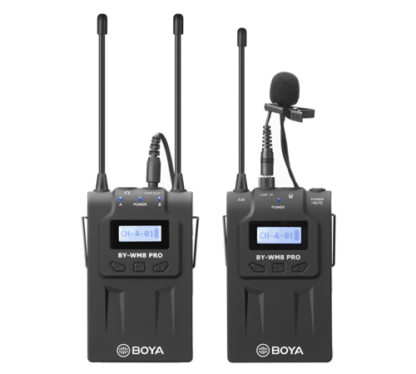 BOYA BY-WM8 Pro-K2 UHF Dual-Channel Wireless Lavalier Microphone System - with Omnidirectional Lavalier Microphones