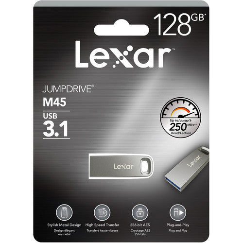 Lexar JumpDrive 128GB USB 3.1 M45 for Global, up to 250MB/s - LJDM45-128ABSL