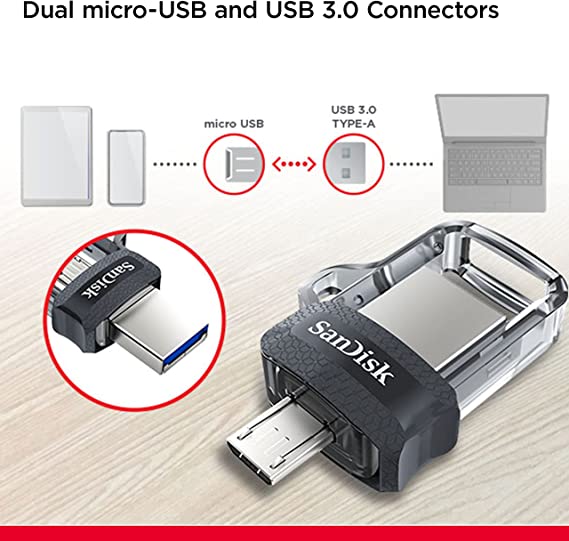 SanDisk 128GB Ultra Dual Flash Drive 3.0 for Android Devices and Computers - SDDD3-128G-G46