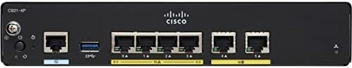 Cisco 921 Gigabit Ethernet security router WAN interfaces- 2 ports Gigabit Ethernet (GE), LAN interfaces- 4-port GE managed switch, Default and maximum DRAM-Default 1 GB, Default and maximum flash memory- 2 GB -C921-4P