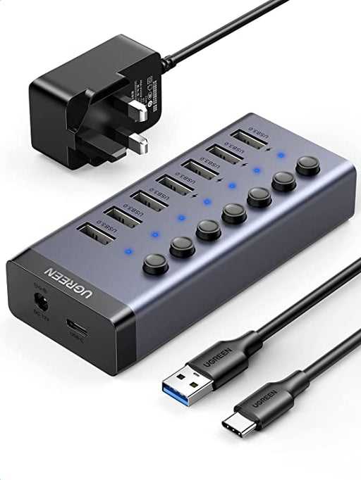 UGREEN 7-Port Powered USB 3.0 Hub UK Power adaptor - UG-90306