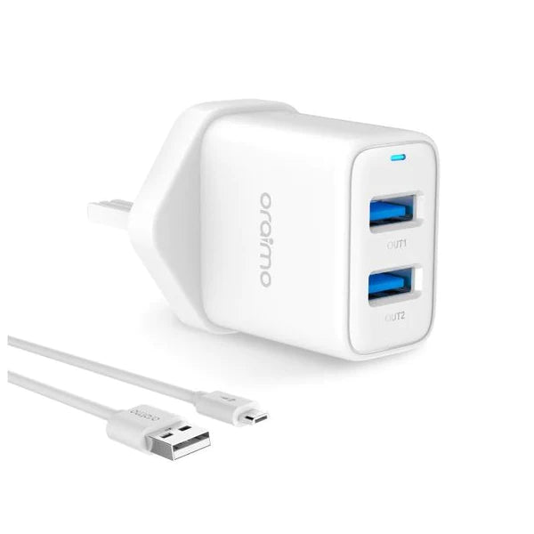 Oraimo Firefly 2 5.0V/2.1A Dual USB Fast Wall Charger(OCW-U63D)