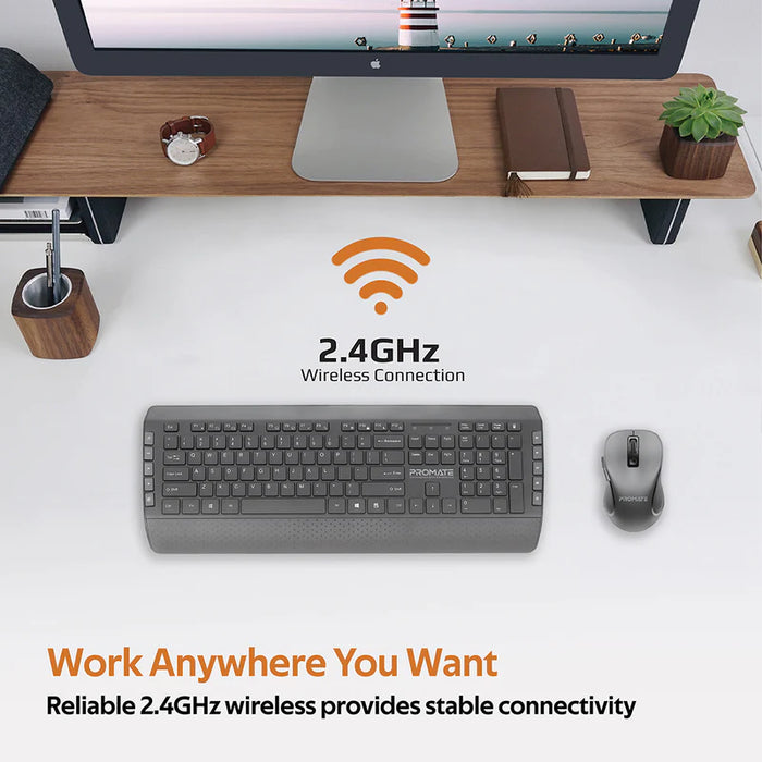 Promate ProCombo-10 Ergonomic Comfortable Keyboard & Mouse Combo with Palm Rest
