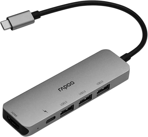 Rapoo 5 in 1 with 4K HDMI Type C Hub (XD100C)-3 USB 3.0 Ports, Type C Charging