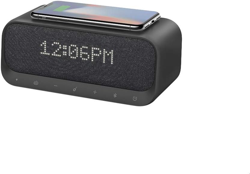 Soundcore Wakey Bluetooth Speakers Powered by Anker with Alarm Clock, Stereo Sound, FM Radio, White Noise, Qi Wireless Charger with 7.5W Charging for iPhone and 10W for Samsung