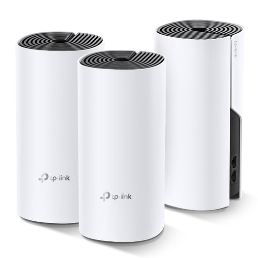 TP-Link Deco E4 AC1200 Whole Home Mesh Wi-Fi System (3 Pack) (TL-DECO E4) ensures strong Wi-Fi coverage up to 4,000 sq ft.
