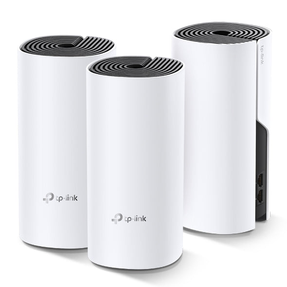 TP-Link Deco E4 AC1200 Whole Home Mesh Wi-Fi System (3 Pack) (TL-DECO E4) ensures strong Wi-Fi coverage up to 4,000 sq ft.