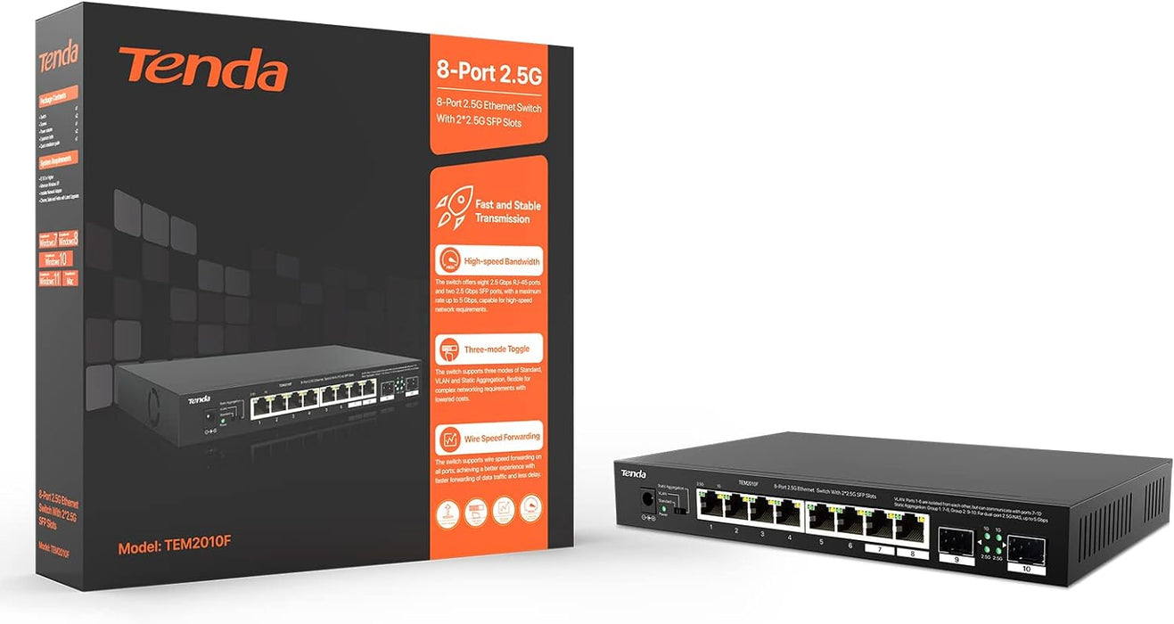 Tenda TEM2010F, 8 Port 2.5G Ethernet Switch