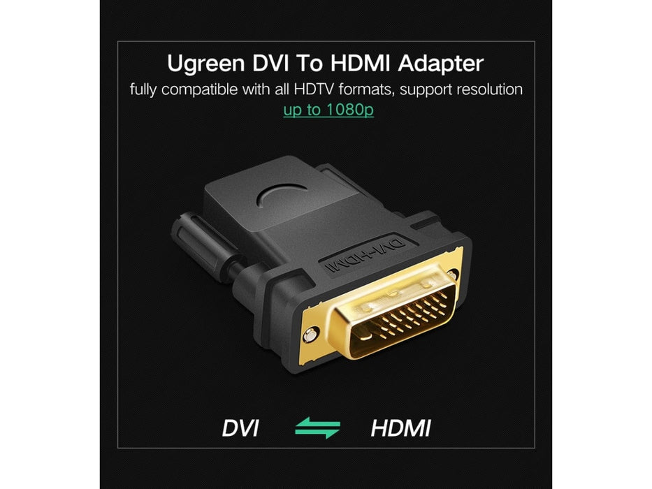 Ugreen DVI (24+1) Male to HDMI Female Adapter Black (20124)
