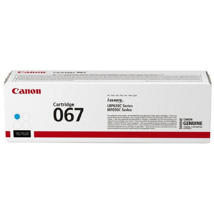 Canon 067 Cyan Toner Cartridge for Canon Color ImageClass LBP631Cw / LBP633Cdw / MF651Cw / MF655Cdw / MF657Cdw Yield 1,250 Pages - 5101C002AA