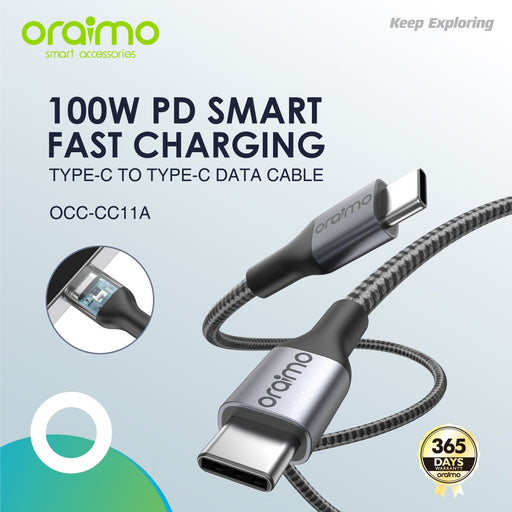 oraimo PlusLine 20V 5A Fast Charging Type-C to Type-C Data Cable - OCD-CC11A