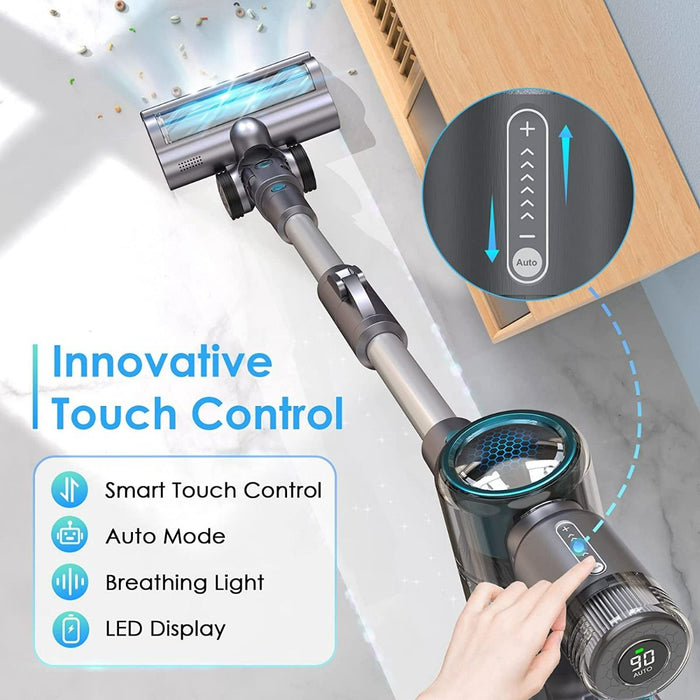 oraimo UltraCleaner S2 Cordless Stick Vacuum Cleaner with 27 Kpa Cyclonic Suction, 380W Brushless Motor, Up to 50mins Runtime, LED Display, 8-in-1 Handheld Vacuum for Floors Carpets Stairs Baseboards - OSV-103