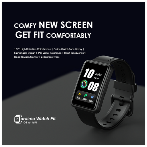 oraimo Watch Fit 1.57'' IPS Screen IP68 Waterproof Smart Watch - OSW-18N
