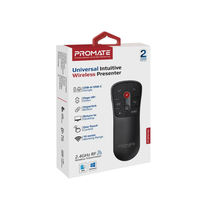 Promate 2.4GHz Wireless Presenter with Presentation controls and Laser Pointer (ProPointer)