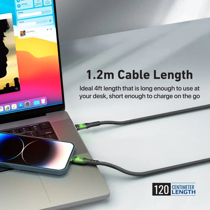 Promate 27W Power Delivery USB-C to Lightning Cable with Transparent Shells (TransLine-Ci), 1.2m Cable Length