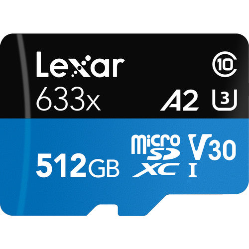 Lexar 633x High-Performance 512GB microSDXC UHS-I, up to 100MB/s read 70MB/s - LSDMI512BB633A