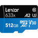 Lexar 633x High-Performance 512GB microSDXC UHS-I, up to 100MB/s read 70MB/s - LSDMI512BB633A