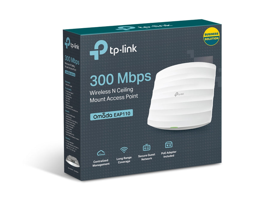 TP-Link 300Mbps Wireless N Ceiling Mount Access Point - TL-EAP110 - Supports passive PoE up to 100meters