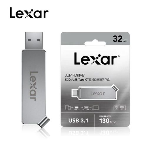 Lexar D30c JumpDrive 32GB Dual Flash Drive USB 3.1 Type-C - LJDD30C032G-BNSNG