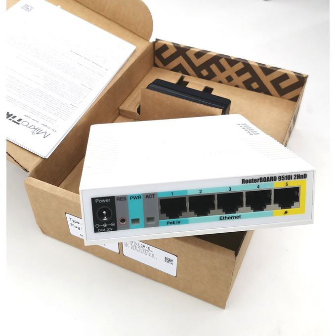 Mikrotik 2.4GHz AP with 5 Ethernet portsand PoE output on port 5, 600MHz CPU, 128MB RAM, USB port - RB951Ui-2HnD