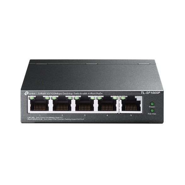 TP-Link 5-Port 10/100Mbps Desktop Switch with 4-Port PoE+ - TL-SF1005P