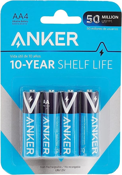 Anker AA Alkaline Batteries 4-pack - B1810H12 with Long-Lasting & Leak-Proof PowerLock Technology and High Capacity Triple A Batteries with Adaptive Power