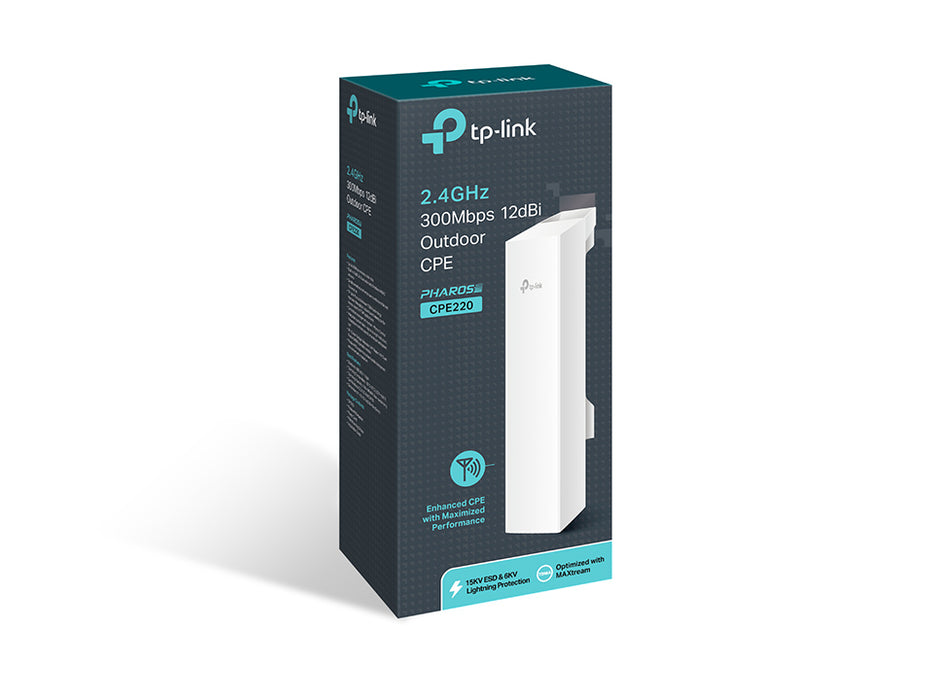 TP-Link 2.4 GHz 300Mbps 12dBi Outdoor CPE – TL-CPE220 with Built-in 12dBi 2x2 Dual-polarized Directional MIMO Antenna