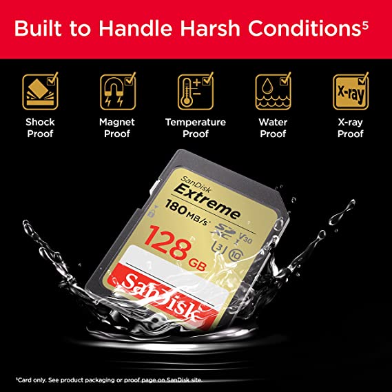 SanDisk 128GB Extreme SDH  Memory Card  C10 - SDSDXVA-128G-GNCIN