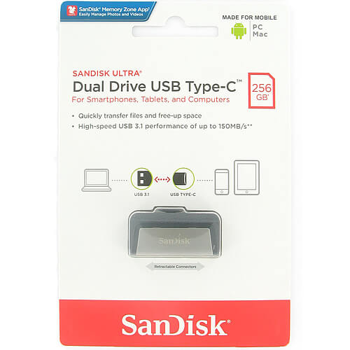 SanDisk 256GB Ultra Dual Flash Drive USB Type-C & USB 3.1 - SDDDC2-256G-G46