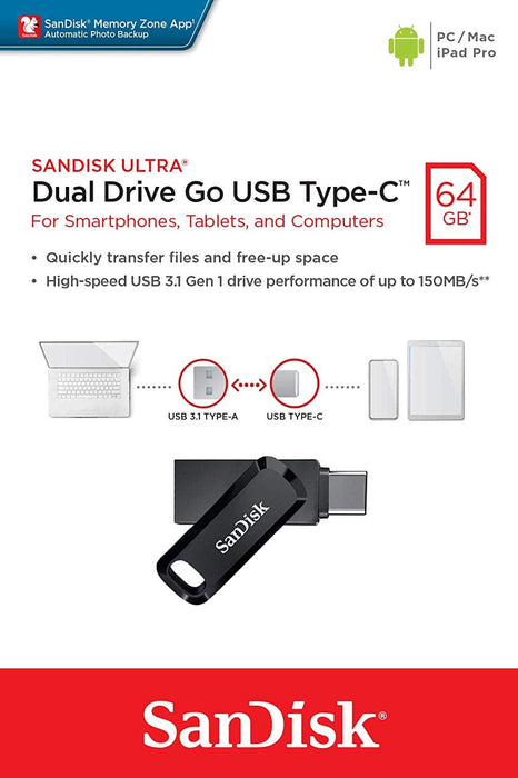 SanDisk 64GB Ultra Dual Flash Drive Go USB Type-C Flash Drive - SDDDC3-064G-G46