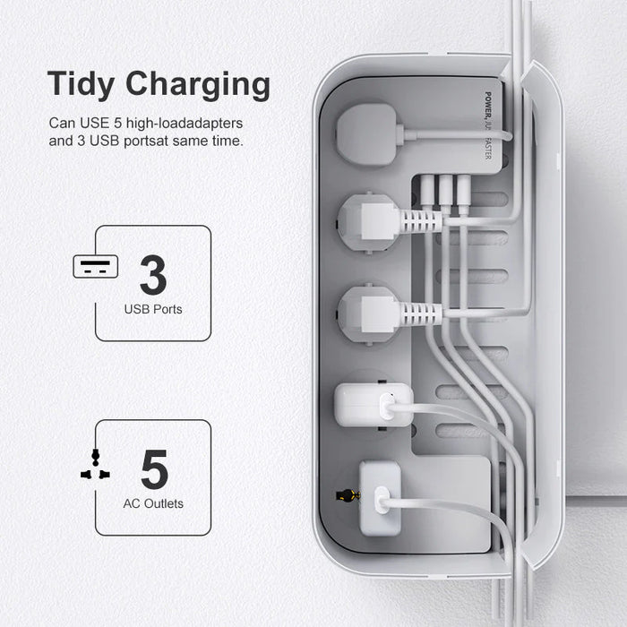 Ldino SC5309 Management Power Strip Box 5 Socket 3 USB EU Plug with Universal Adapter