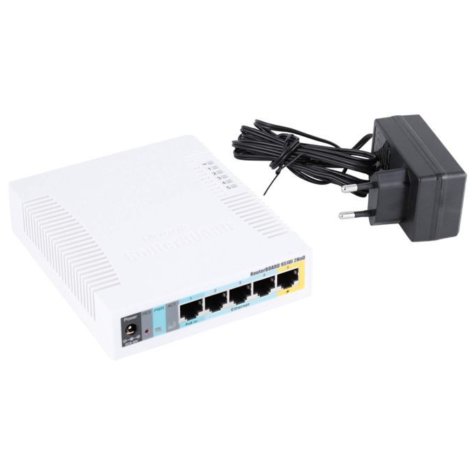 Mikrotik 2.4GHz AP with 5 Ethernet portsand PoE output on port 5, 600MHz CPU, 128MB RAM, USB port - RB951Ui-2HnD