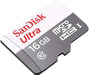 SanDisk 16GB MicroSD  Ultra Memory Card Class 10 80MBPS  W/O Adapter - SDSQUNS-016G-GN3MN