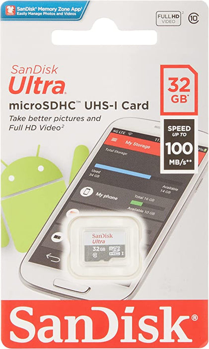 SanDisk  32GB MicroSD Ultra Memory Card Class 10 120MBPS without Adapter - SDSQUA4-032G-GN6MN