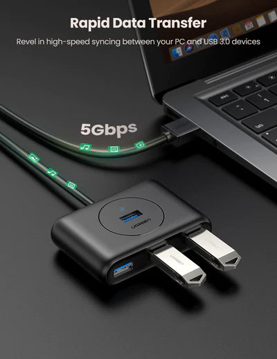 UGREEN USB 3.0 A 4 Ports HUB with 3ft Extension Cable, High-Speed Portable USB Splitter for MacBook Air, Mac Mini, iMac Pro, Surface Pro, XPS, PC, Flash Drive, Mobile HDD - UG-50263