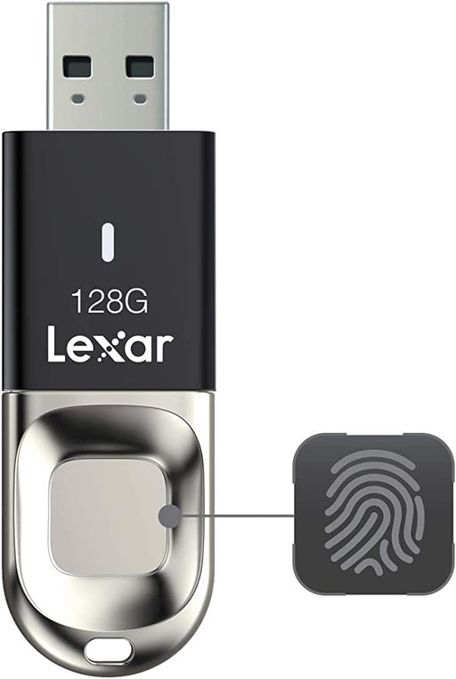 Lexar F35 Fingerprint 128GB  USB 3.0 flash drive, up to 150MB/s read and 60MB/s write, Global - LJDF35-128GBBK