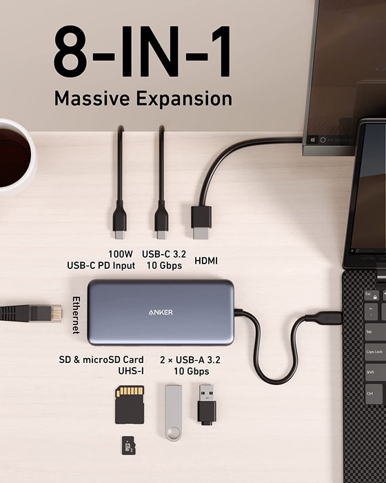 Anker Power Expand Direct 7-in-2 USB C Hub Adapter with Thunderbolt 3 USB C  Port (100W Power Delivery), 4K HDMI Port, USB C and USB A 3.0 Data Ports