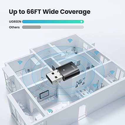 UGREEN USB-A Bluetooth 5.0 Adapter for PC, 5.0 Bluetooth Dongle Receiver Compatible with Desktop, Laptop, Mouse, Keyboard, Headsets, Speakers, PS4/ Xbox Controllers - UG-80889