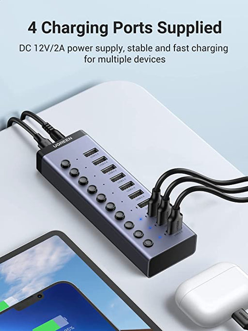 UGREEN 7-Port Powered USB 3.0 Hub UK Power adaptor - UG-90306