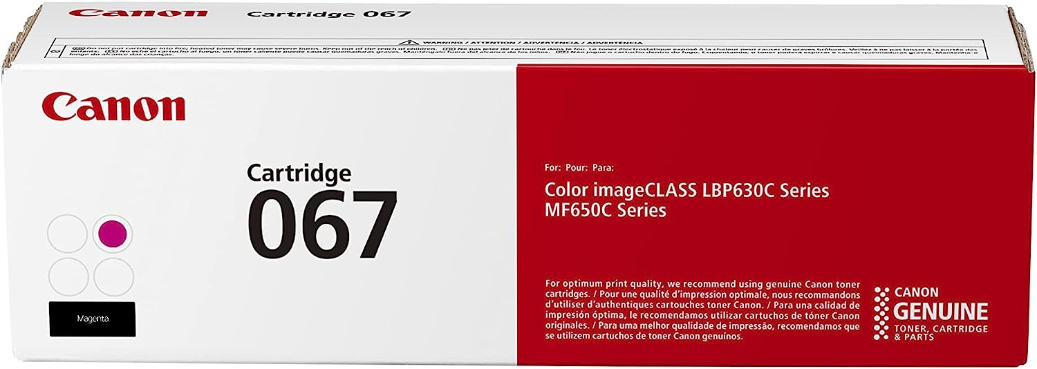 Canon 067 Magenta Toner Cartridge for Canon Color ImageClass LBP631Cw / LBP633Cdw / MF651Cw / MF655Cdw / MF657Cdw Yield 1,250 Pages - 5100C002AA