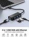 UGREEN USB 3.0 Hub Ethernet Adapter 10 100 1000 Gigabit Network Converter with 3 USB 3.0 Ports Hub Compatible with Laptop PC Nintendo Switch MacBook Mac Mini Surface XPS Windows Linux macOS, - UG-20265