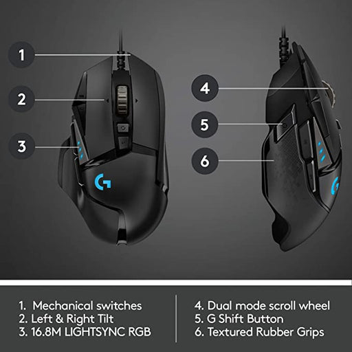 Logitech G502 HERO High Performance Wired Gaming Mouse - 910-005469MK