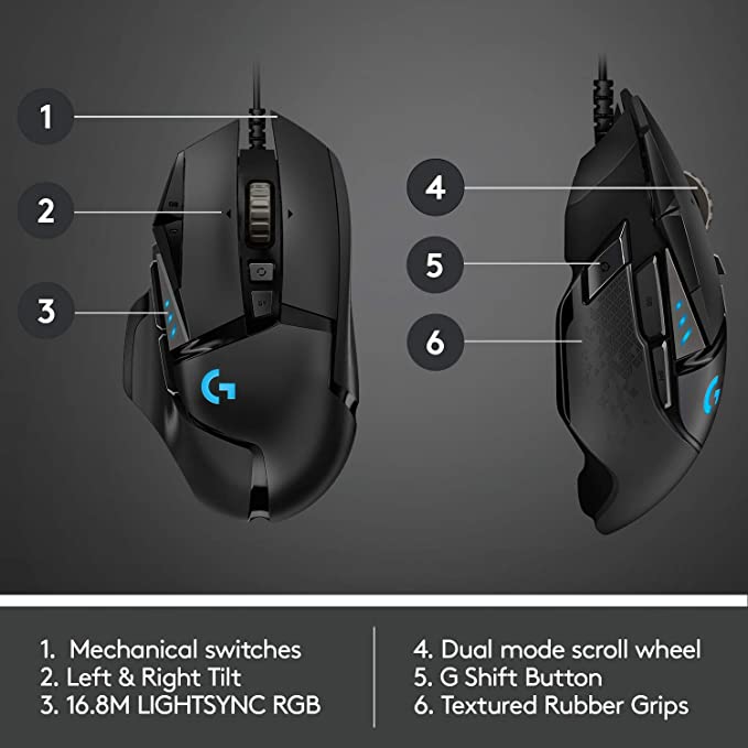 Logitech G502 HERO High Performance Wired Gaming Mouse - 910-005469MK