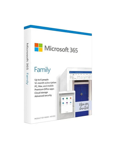 Microsoft Office 365 Family - 1 Year  Medialess (ESD) upt to 5 Users  (6GQ-00087)