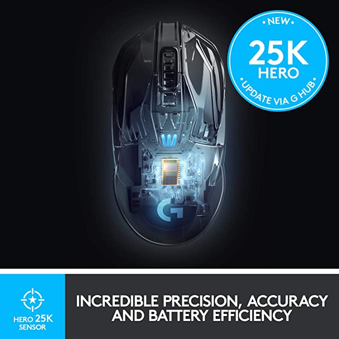 Logitech G903 Lightspeed Wireless Gaming Mouse with Hero Sensor - 910-005670MK 