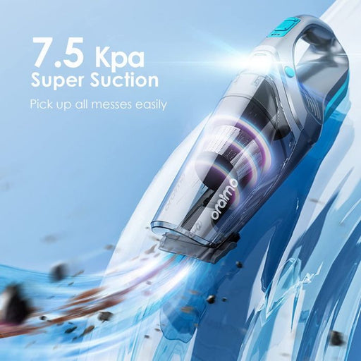 oraimo UltraCleaner H3 7500pa Super Suction Cordless Handheld Vacuum Cleaner,120W HEPA+Stainless Dual Filtration, for floor dirt, pet hair, stairs and car dirt - OHV-103