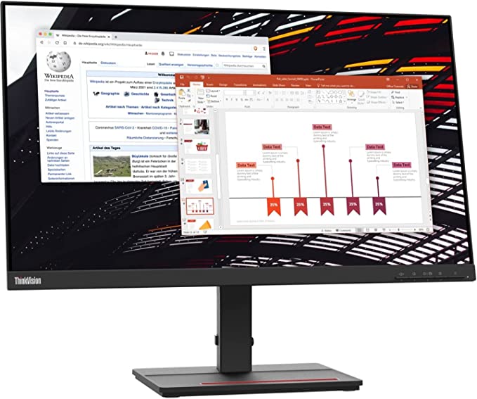 Lenovo S24e-20 23.8-Inch FHD Monitor with VGA,HDMI ports - 62AEKAT2UK