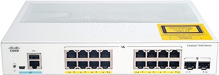 Cisco Catalyst 1000 Series Switches 16x 10/100/1000 Ethernet PoE+ ports and 120W PoE budget, 2x 1G SFP uplinks - C1000-16P-2G