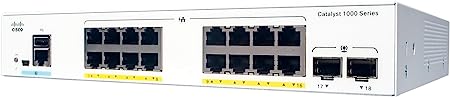 Cisco Catalyst 1000 Series Switches 16x 10/100/1000 Ethernet PoE+ ports and 120W PoE budget, 2x 1G SFP uplinks - C1000-16P-2G