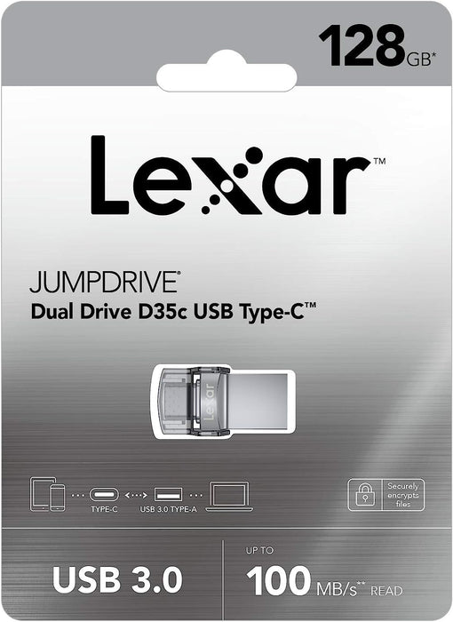 Lexar D35c JumpDrive 128GB Dual DriveUSB 3.0 Type-C - LJDD35C128G-BNBNG